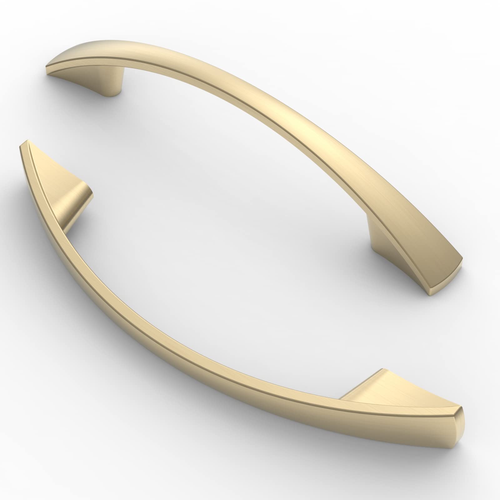 FURNIWARE Pack of 10 Cabinet Pulls, Zinc Alloy Drawer Pulls, Hardware Modern Kitchen Cabinet Door Handles, for Kitchen and Bathroom Cabinets Cupboard, Brass-96mm(3.8 Inch) Hole Center