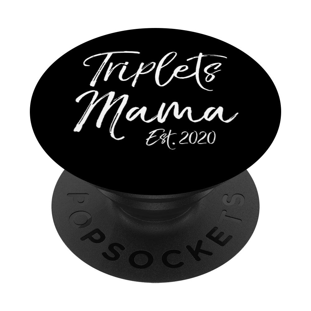 New Triplet Mom Gift for Phones Cute Triplets Mama Est. 2020 PopSockets Grip and Stand for Phones and Tablets