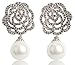 Camellia Pearl Drop Earrings – Designer-Inspired Rhinestone Flower Studs for Women – Elegant Dangle Gift Jewelry