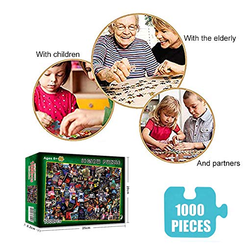 Jigsaw Puzzle 1000 Piece for Adults Horror Movie Collage, Intellectual