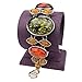Bangle Bracelet SUMAJU Link Bracelets Green Oval Amber Gemstone Bowknot Silver Plated