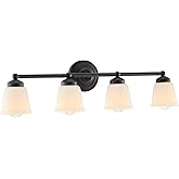 Aspen Creative 62015-2A, Four-Light Metal Bathroom Vanity Wall Light Fixture, 30 1/2" Wide, Transitional Design in Matte Blac