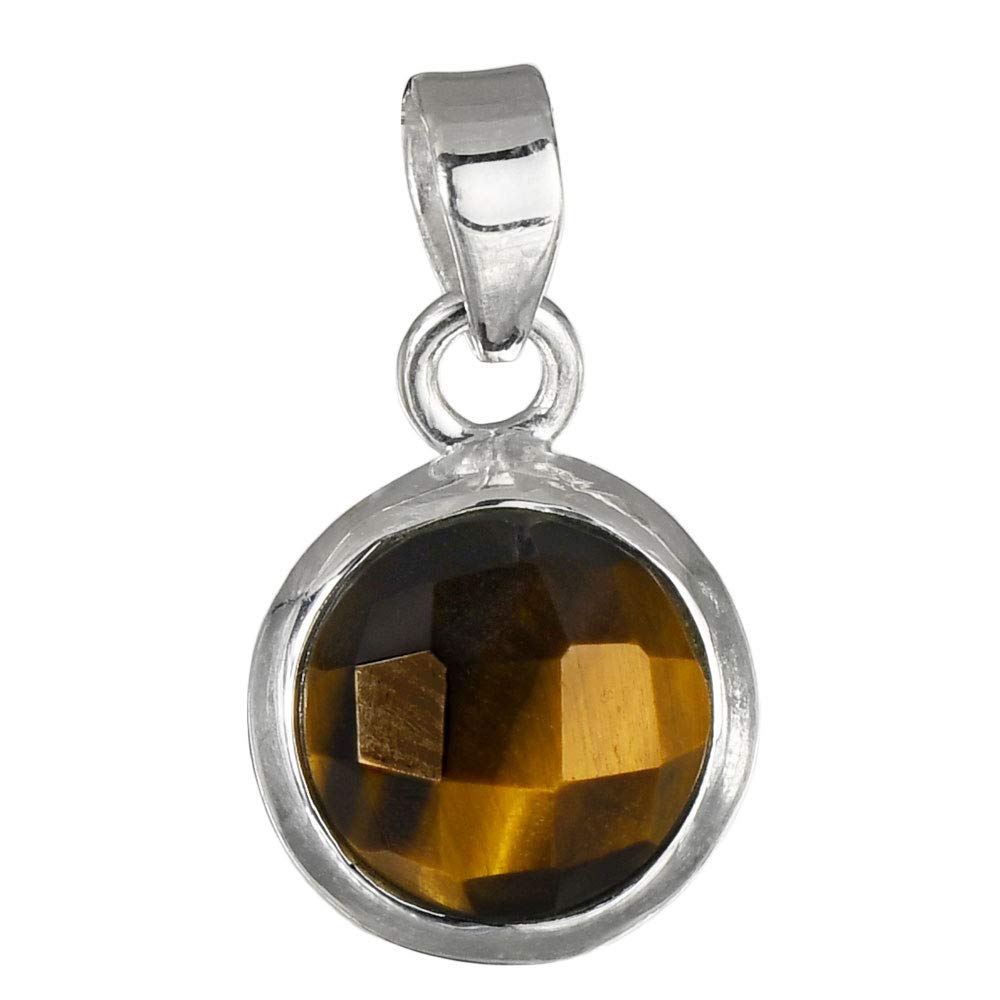 I-be, Tiger's Eye Gemstone Pendant Faceted 925 Silver in Gift Box 207121/10
