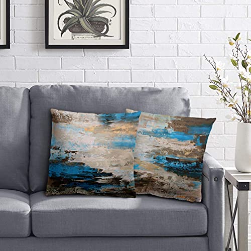 Abstract Throw Pillow Covers 18x18 Pack of 2, Abstract Pillow Cushion Cases, Modern Painting Design Decorative Square Pillow Covers for Bedroom Living Room Sofa Couch Office