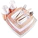 WDF 150PCS Rose Gold Plastic Plates with Disposable Plastic Silverware&Cups, Diamond Square Plastic Tableware include 25 Dinner Plates,25 Salad Plates,25 Forks, 25 Knives, 25 Spoons,25 Plastic Cups