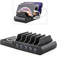 Techsmarter 11-Port 110W USB-C PD Laptop Charging Station with Samsung Super Fast Charging & Detachable Wireless Charging Pad