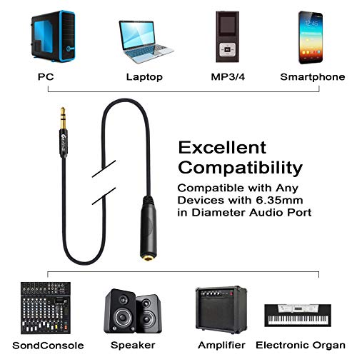 1/4" Female to 3.5mm Cable, Devinal 6.35mm Female to 3.5mm (1/8" inch