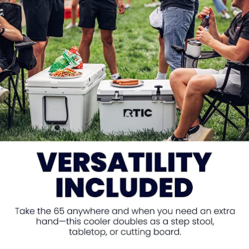 RTIC Hard Cooler 65 qt, Tan, Ice Chest with Heavy Duty Rubber Latches