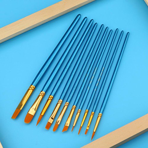 Tpingfe Acrylic Paint Brush Set, 5 Packs/50 Pcs Nylon Hair Brushes For All Purpose Oil Watercolor Painting Artist Professional Kits - Thumbnail 4