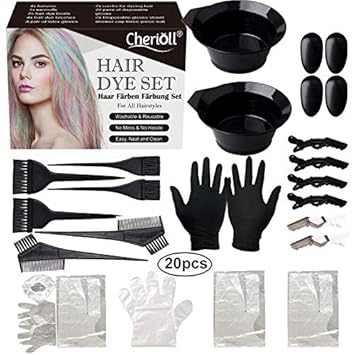 Amazon Com 20 Pieces Hair Dye Coloring Kit Hair Tinting Bowl Dye Brush Ear Cover For Diy Salon Hair Coloring Bleaching Hair Dryers Hair Dye Tools Beauty