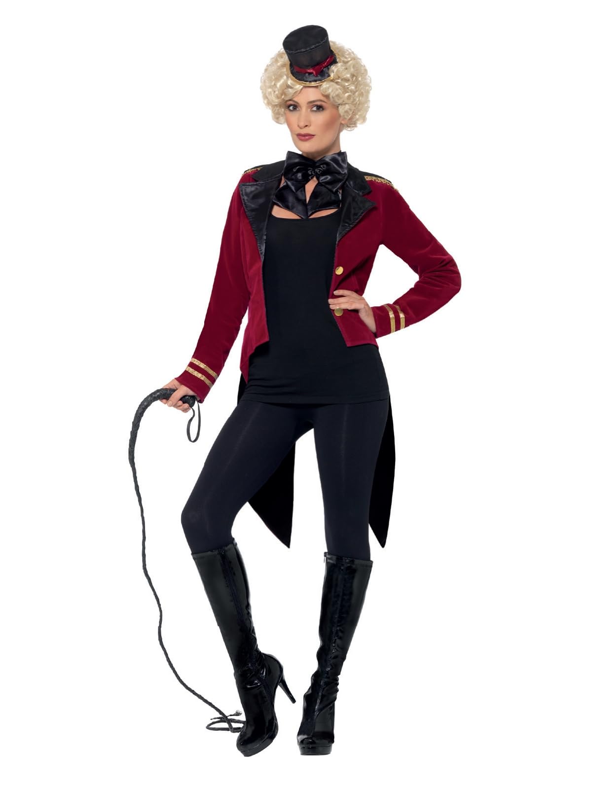 Smiffys Ringmaster Costume, Red with Jacket, Collar & Mini Top Hat, Circus Fancy Dress, Adult Dress Up Costumes