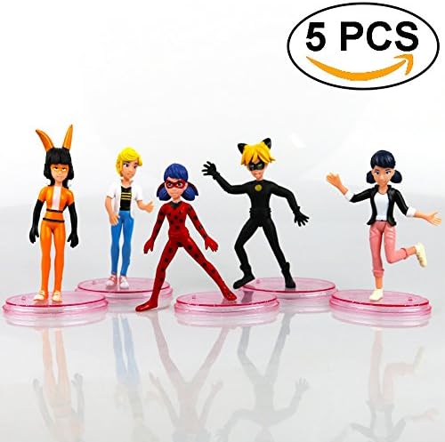 JLoisos Accessories Ladybug Figures Figurines Dolls 5 PCS Play Set Toys - 3.5-5 Inch (Without Retail Box)