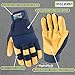 Wells Lamont Men's Leather Palm Work Gloves – HydraHyde Water-Resistant Leather, Flexible Spandex Back, Adjustable Closure – Ideal for Construction, Landscaping, DIY Projects – Blue, X-Large (3207XL)