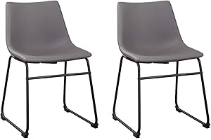 Signature Design by Ashley Centiar Urban Industrial 19" Faux Leather Bucket Dining Chair, 2 Count, Gray