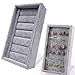 JC HUMMINGBIRD L-Shaped 6 Slots Ring Earring Jewelry Display Tray Organizer Holder, Grey