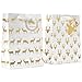 Haute Soiree 12 Pack Christmas Themed Gift Bags With Tissue Paper and Note Tags - Medium White and Gold