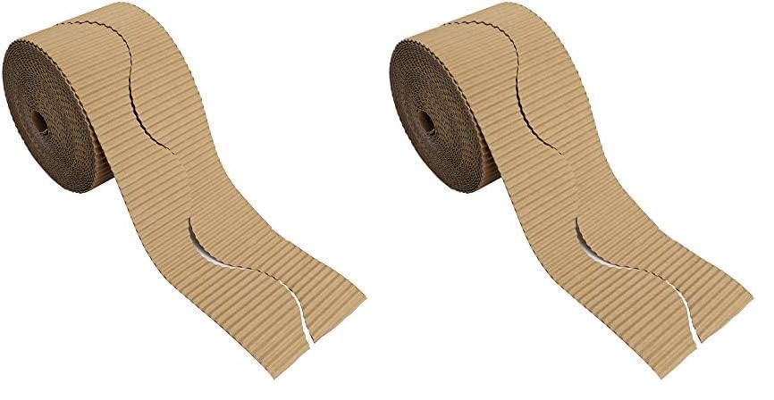 Bright Ideas Corrugated Border Rolls, Natural, 10cm x 7.5m, BI7875 (Pack of 2)