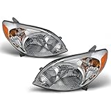 Toyota Matrix JDM Chrome Bezel OE Replacement Headlights Driver/Passenger Amber Head Lamps Pair