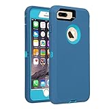 iPhone 7+/8+ Case, [Heavy Duty] Defender Armor 3 in 1 Built-in Screen Protector Rugged Cover Dust-Proof Shockproof Drop-Proof Scratch-Resistant Shell for Apple iPhone 7 Plus 8 Plus 5.5 inch - Blue