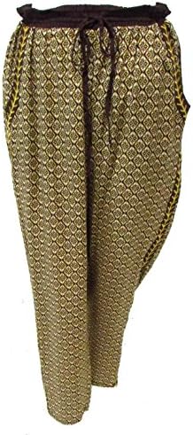 Ivy Jane Ikat Diamond Print Casual Boho Pants, Yellow Multi, Size Large