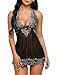 Avidlove Sexy Lingerie for Plus Women Embroidered Babydoll Nightgowns Black, XX-Large