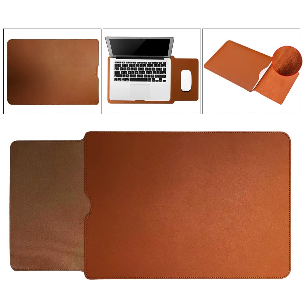 15 Inch Laptop Sleeve Bag with Adjustable Laptop Stand, Ultra-slim Lightweight Case/Water-Resistant PU Leather Computer Tablet Carrying Bag/Pouch Skin Cover for Acer/Asus/Dell/Lenovo (Brown, 15 inch)