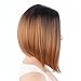 Netgo Black and Brown Ombre Bob Wig Short Straight Synthetic Full Wigs for Black Women