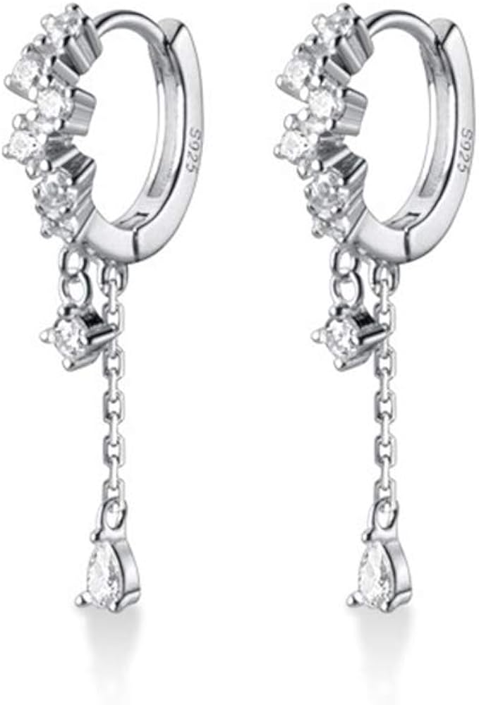 SLUYNZ 925 Sterling Silver Water droplets Hoop Earrings for Women Teen