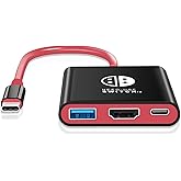 Switch Dock for Nintendo Switch Docking Station 4K Resolution Portable TV Adapter Connector for Nintendo Switch NS/OLED USB C to HDMI Travel Dock with USB 3.0 Plug & Play (Black+Red)