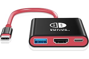MAXRENARD Switch Dock for Nintendo Switch Docking Station 4K Resolution Portable TV Adapter Connector for Nintendo Switch NS/OLED USB C to HDMI Travel Dock with USB 3.0 Plug & Play (Black+Red)