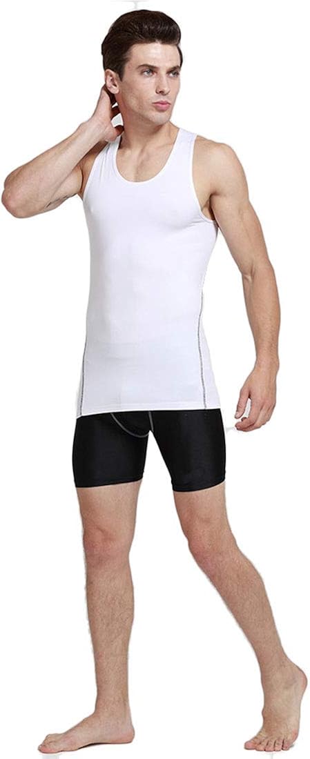 Mens Athletic Sleeveless Compression Shirt Slimming Undershirts Cool Dry Baselayer Under Tank Tops 3 Pack: Clothing