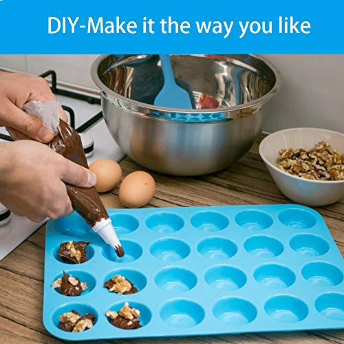 Silicone Muffin Cupcake Pans Set Mini 24 Cups and Regular 12 Cups Muffin Tin Food Grade Silicone Cake Molds Reusable Silicone Baking Cups