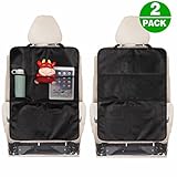 MATCC Kick Mats Auto Seat Back Protectors for Kids 2 Pack, Car Backseat Organizer, Kick Guard Seat Saver, Large Car Back Seat Protectors with Storage Mesh Pockets, Universal Fits , Black