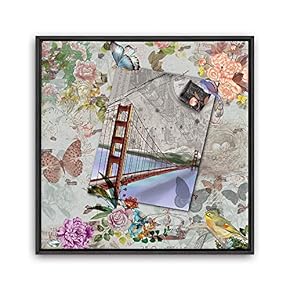 signwin Framed Canvas Wall Art Retro Flowers and...