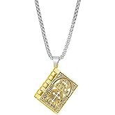 ONLYJUMP Holy Bible Book Pendant Necklace for Men Women Stainless Steel Book Necklace Retro Scripture Miniature Readable Bible Openable Prayer Verse Adjustable Chain Necklace Jewelry Gift