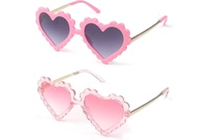 YooThink Girls Heart Sunglasses for Toddler Party Beach, UV 400 Protection Heart Flower Glasses Age 2-7