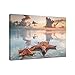 SUMGAR Canvas Wall Art Bathroom Beach Paintings Ocean Coastal Pictures Orange Prints Artwork Starfish Decor,24x16 inch