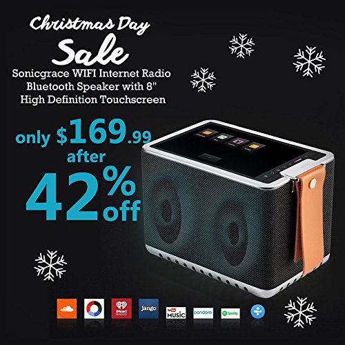 Sonicgrace-WIFI-Internet-Radio-Bluetooth-Speaker-with-8-High-Definition-Touchscreen-8-Hour-Playtime-Metal-Structure-with-HD-Sound-Extra-BassBlack
