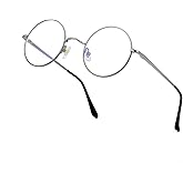 EYLRIM Round Blue Light Blocking Glasses for Women Men Circle Clear Lens Metal Frame Eyeglasses Non Prescription