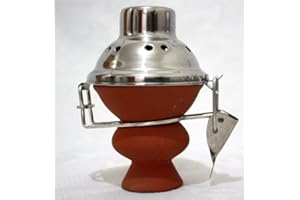 ZEBRA SMOKE Ceramic Hookah Bowl with Cover & Screen Wind Cover Shisha Bowl Charcoal Screen for Hookah Pack with Coal Tongs (Blue)