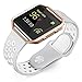 UMTELE Compatible for Fitbit Blaze Bands, Sport Silicone Strap with Rose Gold Frame Replacement for Fitbit Blaze Smart Fitness Watch Grey/White