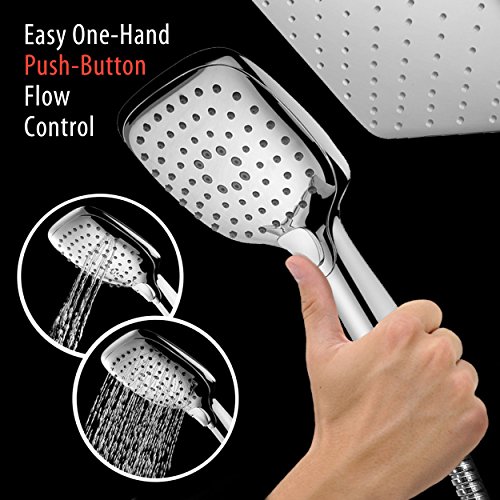 HotelSpa 10.5in Rain Shower Head/Handheld Combo. Convenient Push
