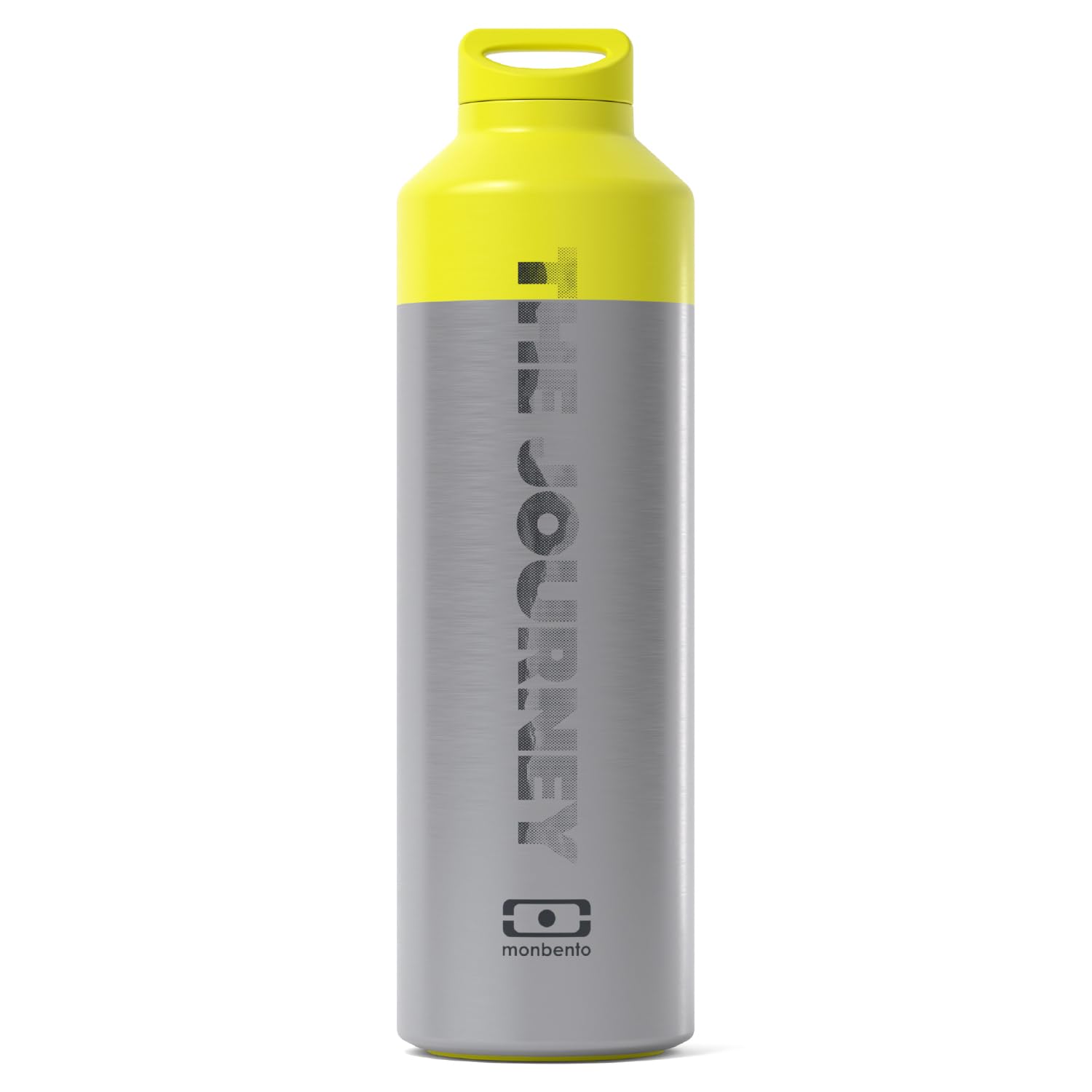 MONBENTO - MB Steel The Journey Insulated Flask - Stainless Steel Insulated Flask 500ml with Tea/Fruit Infuser - Keeps Drinks Hot/Cold - Ideal for Work/Hiking/Sports - Metal Yellow
