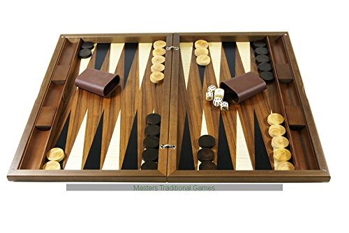 Dal Negro London Walnut Backgammon Set - Inlaid playing surface