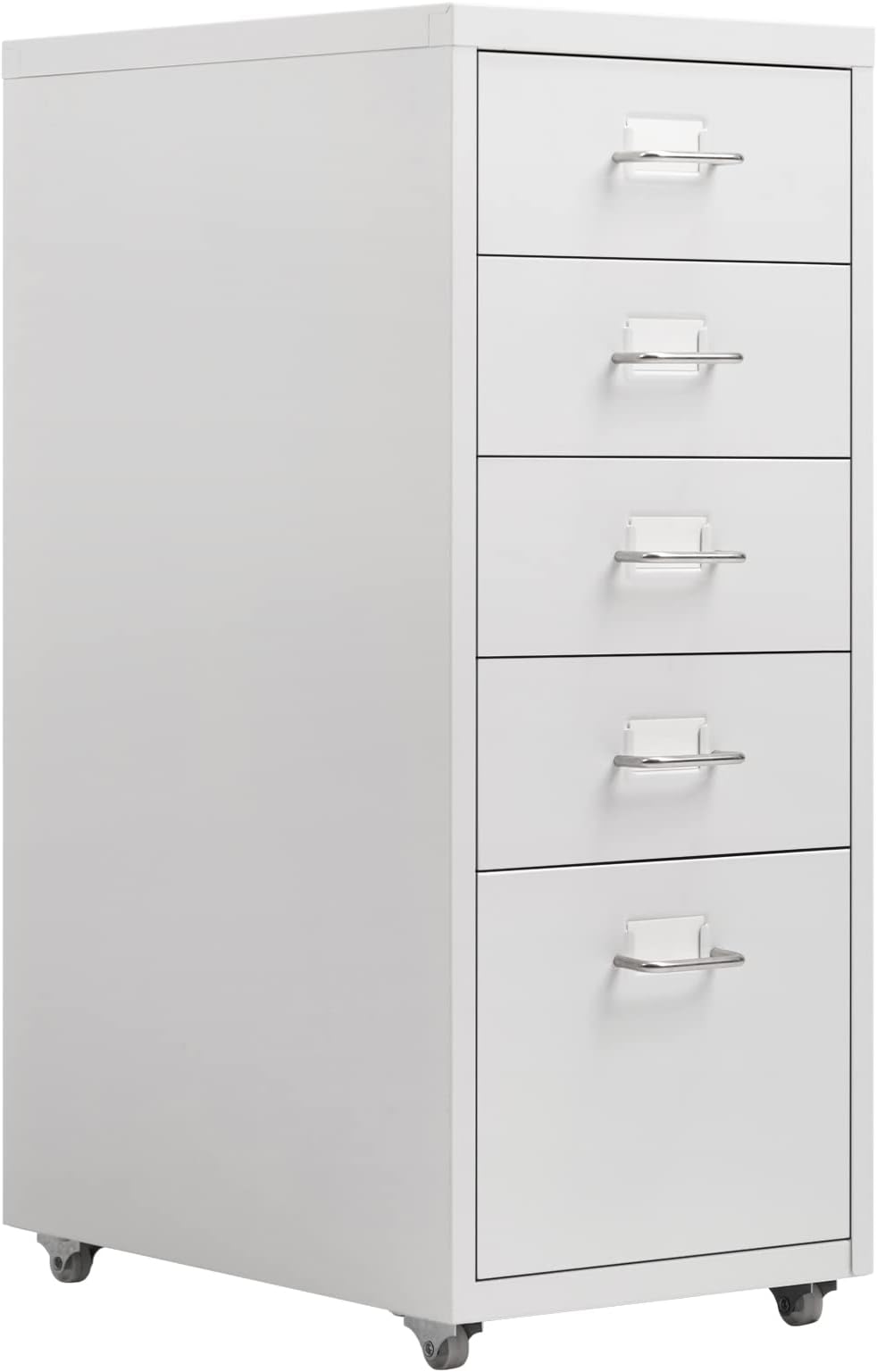 HollyHOME 5-Drawer Mobile Filing Cabinet White with Casters 28x41x66 cm