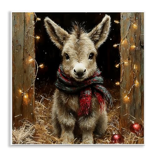 Stupell Industries Baby Donkey & Holiday Lights Wall Plaque Art, design by Rile…