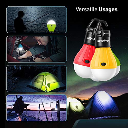 WeePro Backpacking Tent Lamp Hanging Lantern and Lights for Camping Hiking Fishing Power Outages Emergency, 4-Pack