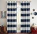 Turquoize Room Darkening Thermal Insulated Blackout Curtains 84 inches Length Grommet Window Panels for Living Room/Bedroom, Striped Navy/White, Set of 2 Panels
