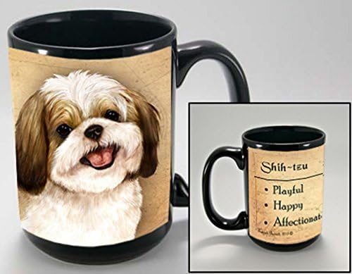 Gold and White Shih Tzu Dog Breed Traits Ceramic Stoneware 15 Ounce Mug