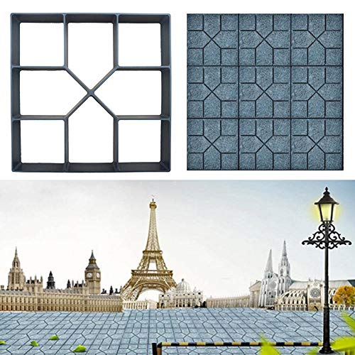 Mikolot Stone Mold - Plastic DIY Path Maker Brick Mold Concrete Molds for Stepping Stones Garden Pavement Mold (Square 1)